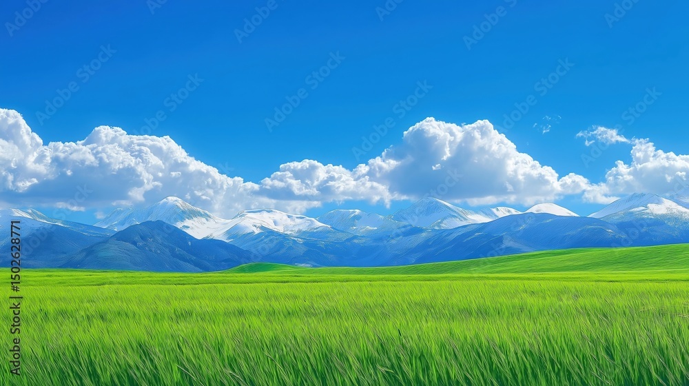 Fototapeta premium Beautiful green landscape with mountains