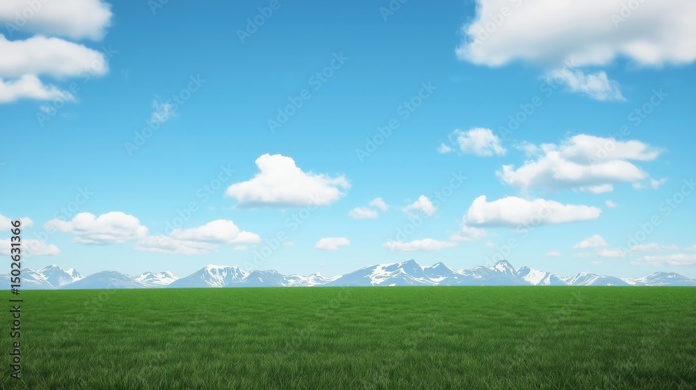 Obraz premium Bright sky above lush green grass fields