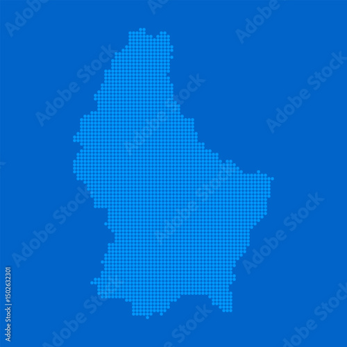 Blue halftone dot outline map background of Luxembourg