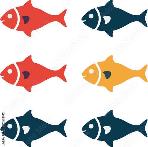 Fish icon bundle in vector style representing ocean