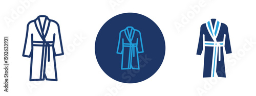 Set of colored pixel perfect Bathrobe icon  with 1 unexpanded, 1 silhouette, Simple bathrobe icon representing comfort, spa, and relaxation at home.