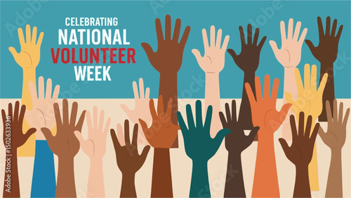 Raised hands national volunteer