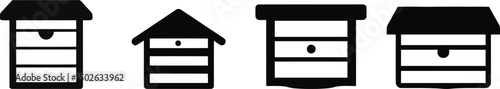 Vector silhouette of beehive box on a plain white background

