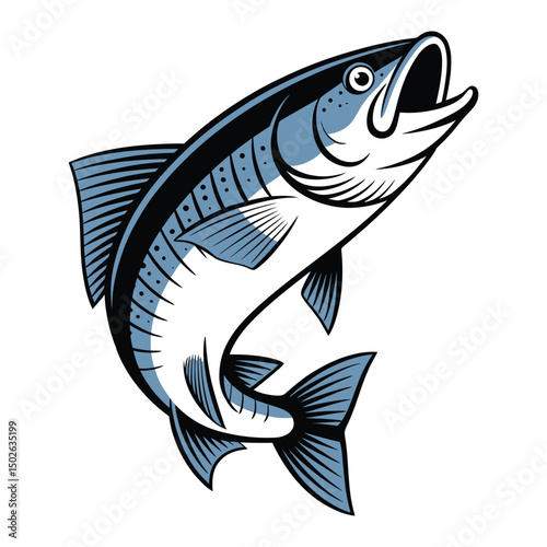 Leaping Salmon Vector Art & Illustration