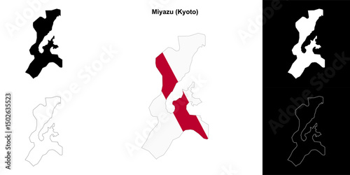 Miyazu (Kyoto) outline map set