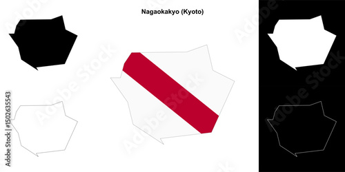 Nagaokakyo (Kyoto) outline map set