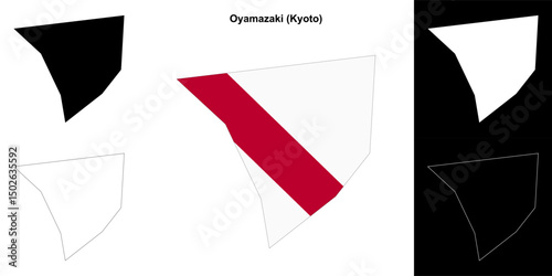 Oyamazaki (Kyoto) outline map set