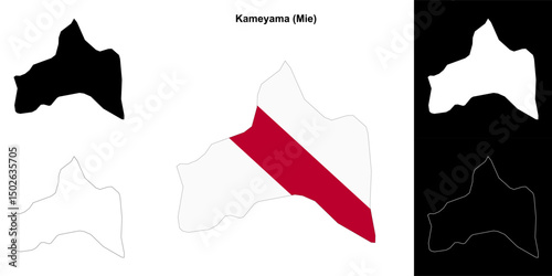 Kameyama (Mie) outline map set