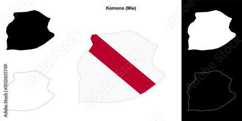 Komono (Mie) outline map set
