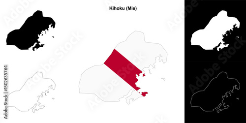 Kihoku (Mie) outline map set