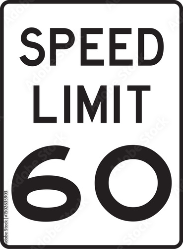 speed limit 60 sign on white background for traffic regulation