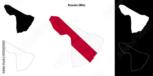 Suzuka (Mie) outline map set