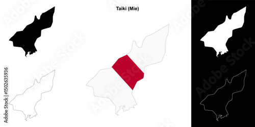 Taiki (Mie) outline map set