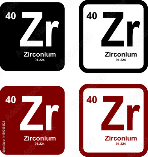 Zirconium icon set. vector template illustration for web design