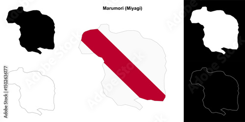 Marumori (Miyagi) outline map set