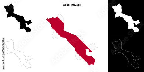 Osaki (Miyagi) outline map set