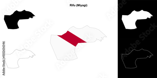 Rifu (Miyagi) outline map set