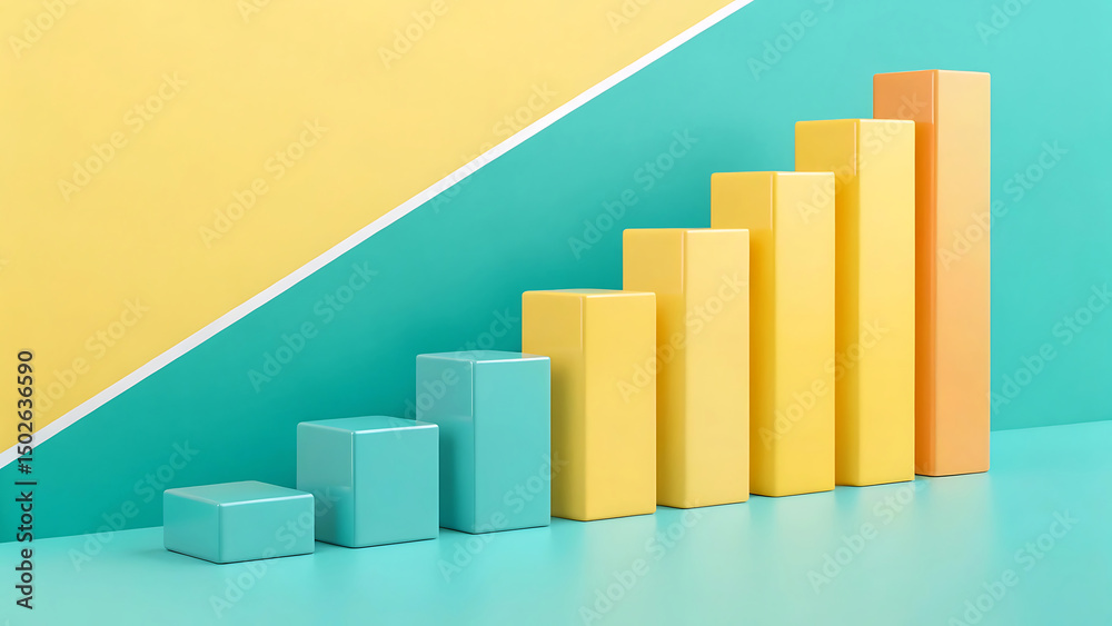 Fototapeta premium Colorful 3d rendered bar chart representing growth and success in a modern business context