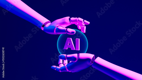 Robot hand displays AI symbol highlighting technology advancements