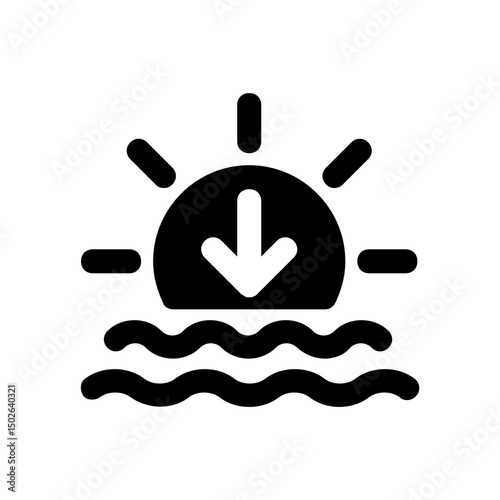 Sunrise, sunset icon, sea icon