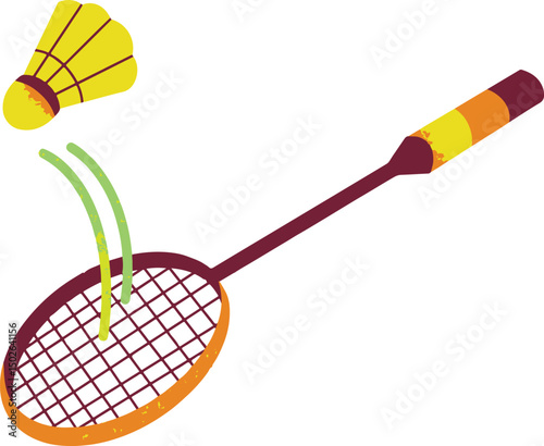 badminton racket vector and cock white background