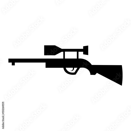 Black Silhouette of Sniper Rifle with Scope