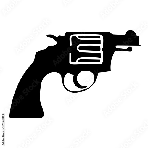 Black Silhouette of Revolver Handgun icon
