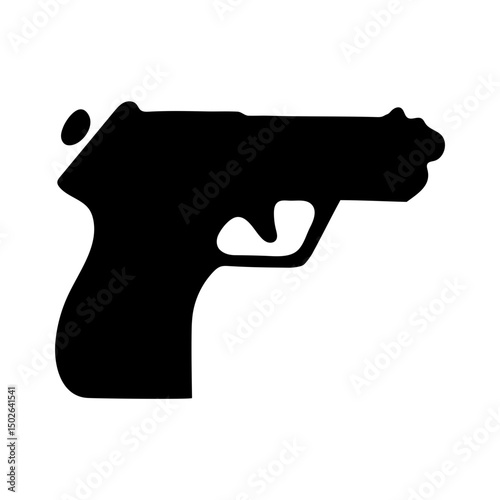 Black Silhouette of Handgun Pistol Icon
