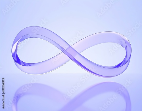 Translucent Purple Infinity Symbol, Abstract Glass Design, Reflective Surface