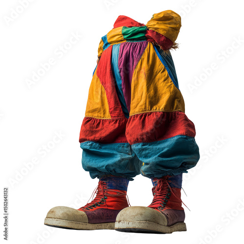 Colorful Clown Costume with Oversized Shoes on Transparent Background
