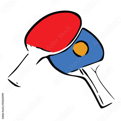 table tennis bat vector blue and red white background