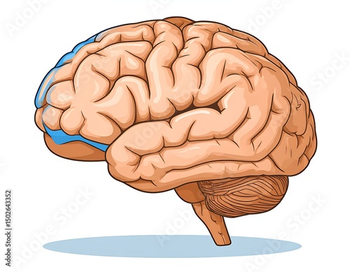 Human Brain Anatomy Detailed Illustration of Cerebrum, Cerebellum, and Brainstem