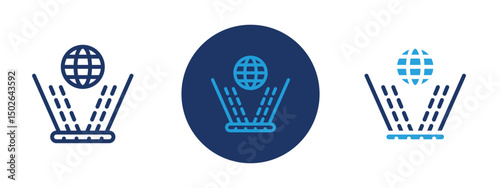 Set of colored pixel perfect Holographic Display icon  with 1 unexpanded, 1 silhouette, Icon of a holographic display projecting 3D visuals and futuristic tech.