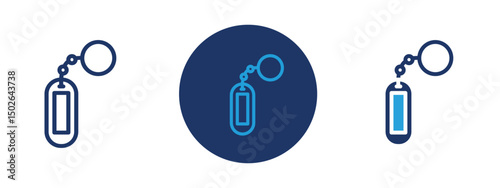 Set of colored pixel perfect Key Chain Icon  with 1 unexpanded, 1 silhouette, Keychain icon representing key storage, accessories, and personal items.