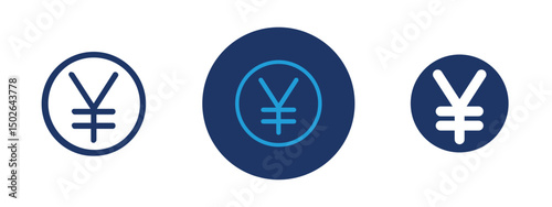 Set of colored pixel perfect Japanese yen currency icon  with 1 unexpanded, 1 silhouette, Icon of Japanese yen symbol, representing currency and finance in Japan.