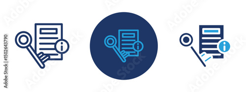 Set of colored pixel perfect key information icon  with 1 unexpanded, 1 silhouette, Icon representing key information, data highlights, or essential facts.