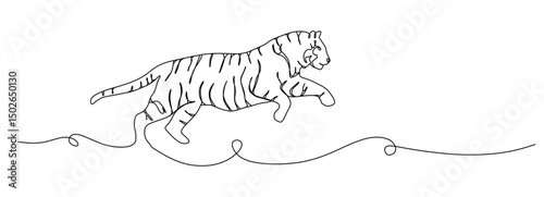 art of a continuous line drawing of a tiger. a symbol of strength, courage, and power. international tiger day.