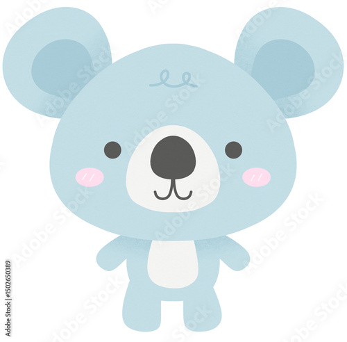 Cute Animal Teddy Blue Bear Kids Illustration style