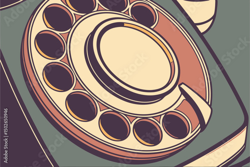 Vintage Rotary Dial Telephone Illustration Classic & Nostalgic Design