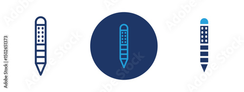 Set of colored pixel perfect Pencil icon  with 1 unexpanded, 1 silhouette, Pencil icon representing writing, drawing, or editing tools.
