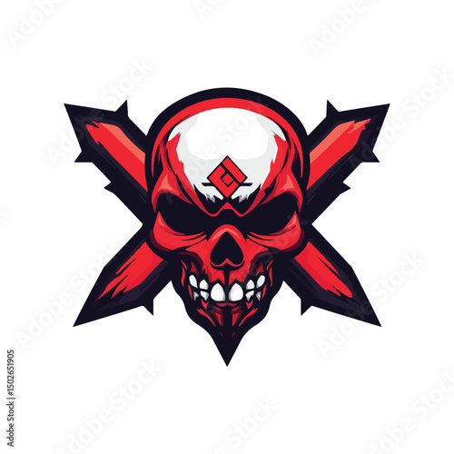 Skull X Logo Vector Design