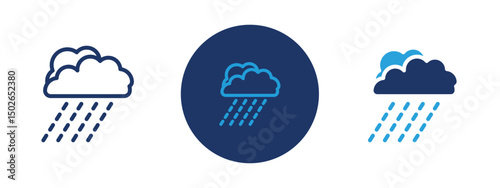 Set of colored pixel perfect Rain icon  with 1 unexpanded, 1 silhouette, Rain icon representing weather conditions, precipitation, or climate.