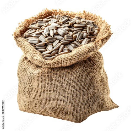 Sunflower Seeds in Jute Bag with Rustic Background for Food Use