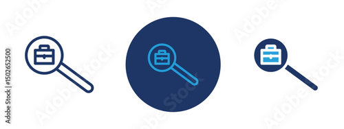 Set of colored pixel perfect Search for job icon  with 1 unexpanded, 1 silhouette, Job search icon symbolizing employment seeking and career opportunities.