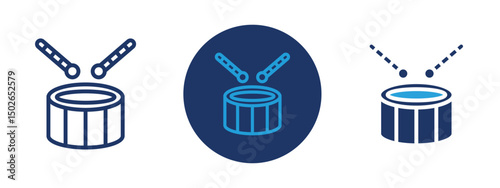 Set of colored pixel perfect Snare Drum icon  with 1 unexpanded, 1 silhouette, Snare drum icon representing percussion instruments and musical rhythm.