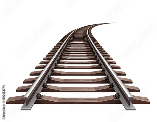 Railroad tracks curving into the distance