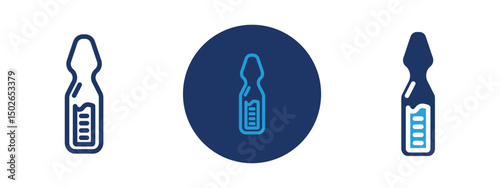 Set of colored pixel perfect Vial medical icon  with 1 unexpanded, 1 silhouette, Medical vial icon representing vaccines or medicine containers.