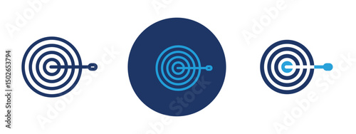 Set of colored pixel perfect Target icon  with 1 unexpanded, 1 silhouette, Target icon representing goals, focus, or aiming concepts.