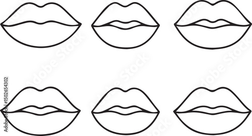 Lip Shapes Line Art Set