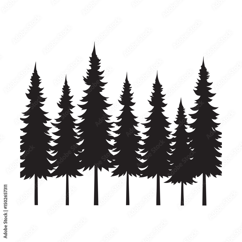 Fototapeta premium Pine Forest Tree Line Silhouette